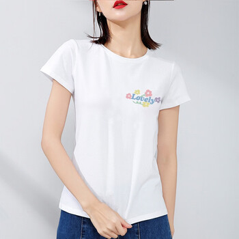 dai)短袖t恤女夏季女装棉白色打底衫品牌纯色女士短袖新款白t恤衣服