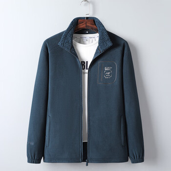 男士抓绒衣秋冬摇粒绒外套加绒款胖人大码宽松羊羔绒内里休闲上衣墨绿