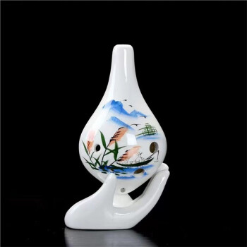 海之韵六孔陶笛埙初学入门演奏儿童自用景德镇AC调青花瓷笛易学乐 太公钓鱼-长嘴加强版-带书