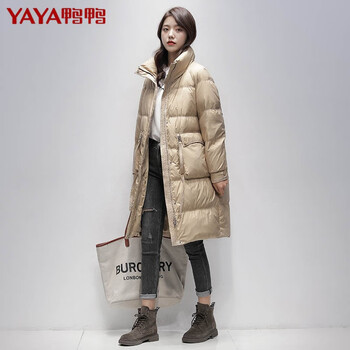 YAYA羽绒服女中长款爆款黑色潮小个子时尚2023年新款加厚冬季外套-价格走势分析
