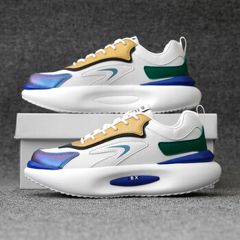 贵人鸟男鞋春季增高皮面运动休闲潮牌松糕老爹国潮小众设计师潮鞋白兰