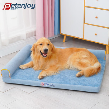 佩迪熊狗床四季通用狗窝夏天耐咬金毛中大型犬夏季睡垫全可拆洗宠物冬季 雪尼尔床-蓝色 60*45cm（建议20斤内）