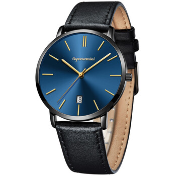 安普里阿米尼手表男士超薄简约时尚学生日历防水石英表男腕表6002黑壳