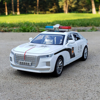 灵动创想(ldcx)红旗h9六开门合金警车汽车模型仿真110公安警察车男孩