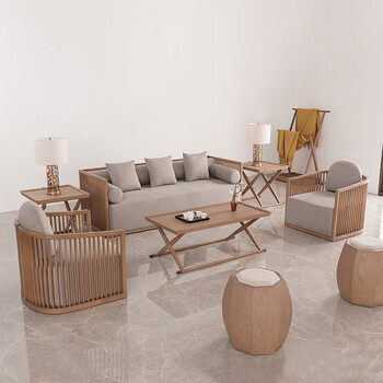 木小二 沙发实木沙发组合单人双人三人沙发套装新中式白蜡木家具 配套