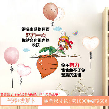 房卧室宿舍装饰墙壁贴纸寝室海报布置背景墙上贴画喵末拔萝卜粉色气球