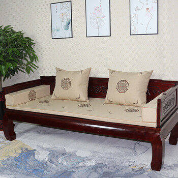 罗汉床垫中式红木沙发坐罗汉床子五件套实木家具圈椅亚麻椰棕防滑定做