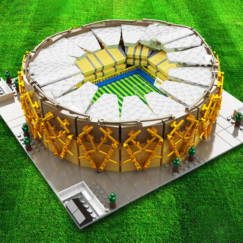 菲迪雅2022卡塔尔世界杯足球场建筑拼装积木男孩子高难度体育玩具模型