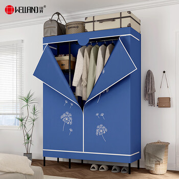 川井简易衣柜卧室全钢架布衣柜出租房宿舍防尘拉链挂衣橱全封闭021SL