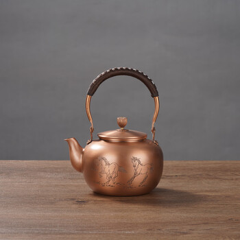 铜壶小号 铜壶烧水壶手工纯紫铜泡茶壶复古煮水壶侧把铜茶壶功夫茶具