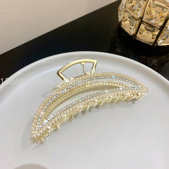 志航zhihang新品韩国抓夹发夹ins大号珍珠发夹夹子后脑勺鲨鱼夹边夹