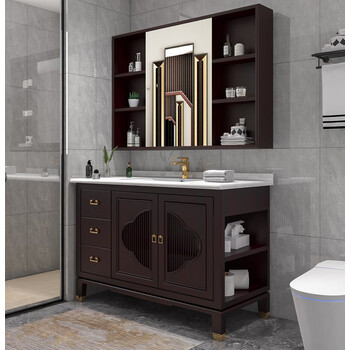 柜组合卫生间智能洗手池洗脸盆柜洗漱台卫浴柜 150cm橡木 智能镜柜