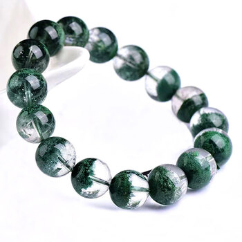 事业千层山聚宝半盆绿色天然水晶手串男 8a-聚宝盆绿幽灵手串13-14mm