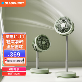 蓝宝（BLAUPUNKT）电风扇空气循环扇可伸缩折叠家用落地扇遥控办公室台式风扇果岭风轻音节能BP-X3 浅衫绿