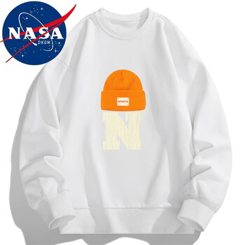 NASADKGM官方联名卫衣男秋冬季潮流新款情侣装圆领长袖t恤印花情侣打底衫 WY197白色（常规款） XL（125斤-140斤）