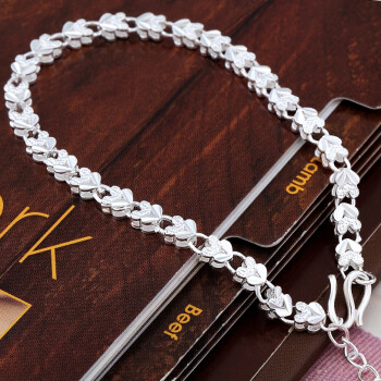 老凤祥款银手链s999足银女韩版纯银爱心形首饰银饰品生日礼物送女友