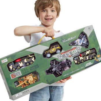 过凡 儿童玩具节日礼物男孩汽车坦克音乐声光非合金玩具回力惯性车仿真模型套装飞机军事装甲工程越野车