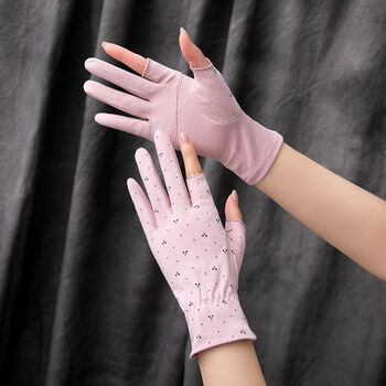闽喃哥夏天手套露2指的女式手套防晒手套女夏季开车漏指薄春秋棉弹力