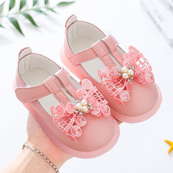 女童皮鞋公主鞋春秋新款儿童可爱百搭防滑皮面单鞋宝宝鞋粉色蝴蝶结23