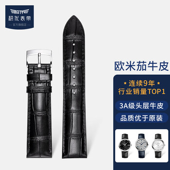 积优表带（JEAYOU）欧米茄表带 男适用于欧米茄蝶飞 海马超霸星座手表带 男 【蝶飞系列】黑色-针扣 19*16mm