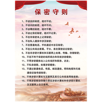 安全保密教育宣传挂图宣传画军队部队保密守则宣传栏墙贴画防水贴纸