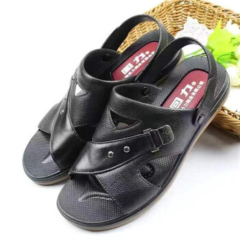 回力夏季上海男士塑胶凉鞋男式塑料防滑防水两用沙滩凉鞋 3577黑色 39