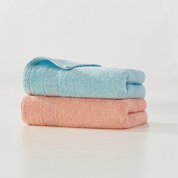 孚日洁玉a类纯棉禁荧光素色颜色随机简禾毛巾2条装