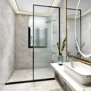 不锈钢屏风固定墙现代简约中式铁艺客厅新卫生间厕所长虹玻璃隔断