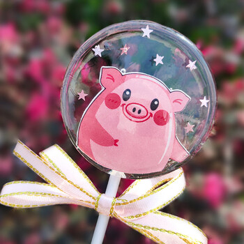 棒棒糖烟花婚礼伴娘伴手礼送男女儿童生日礼物 猪猪棒棒糖pvc礼盒装
