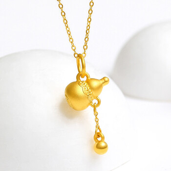 金葫芦挂坠3d硬金金转运珠项链小吊坠 足金福字流苏葫芦【配18k金 o字