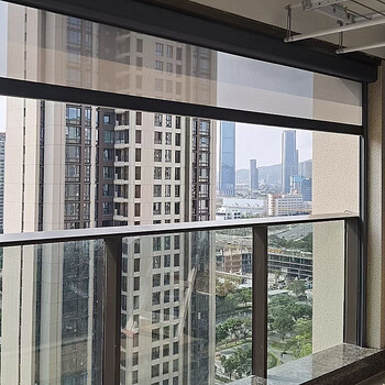 户外窗帘防雨防风 阳台防雨电动升降防风卷帘凉亭户外遮阳隔热防蚊