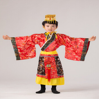 龙袍汉服儿童古装皇帝皇后演出服太子服中国风汉唐秦始皇陛下大王服装