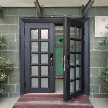 智家派别墅大门双开门锌合金入户门家用农村进户门四开对开玻璃防盗门