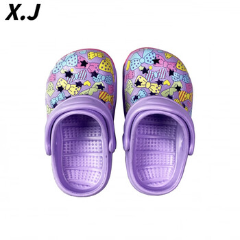 j 出口日本花园鞋洞洞鞋男童女童鞋儿童加贴防滑片室内外拖鞋 全紫色