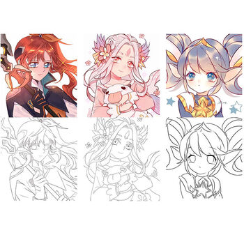 a4动漫线稿涂色本漫画手绘稿填色临摹手稿二次元人物上色稿插画稿