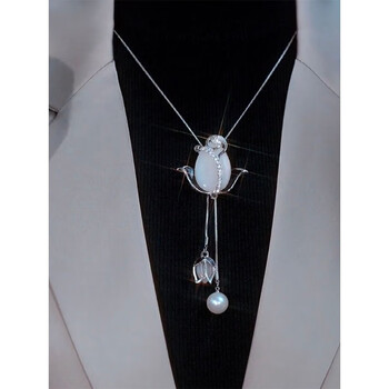 goyn施华洛世奇皓秋冬长款毛衣链大气链子项链配饰女搭配衣服装饰银色