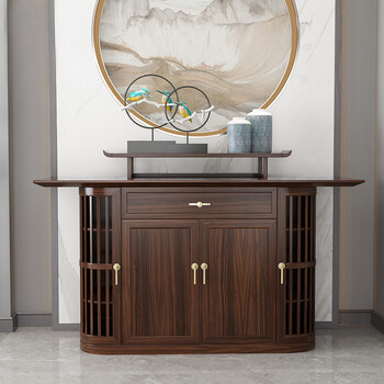 玄关柜新中式乌金木餐边柜现代客厅实木多功能储物装饰玄关柜禅意端景