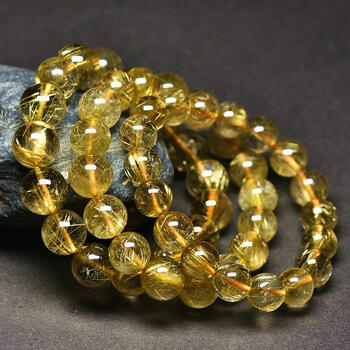 snqp黄水晶手链女天然钛晶手串黄发晶金丝发晶水晶珠金发晶手串男