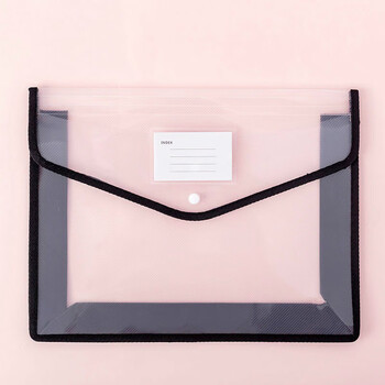 a4文件袋透明手提风琴包大容量按扣科目袋学生试卷收纳文件袋 白色