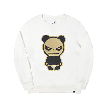 卫衣男设计潮牌男式熊猫烫金印刷图案圆领套头卫衣街头潮牌国潮男装