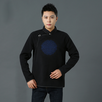 蒙古服装男蒙古族男士薄绒上衣蒙古元素民族风男装日常生活蒙古服春秋