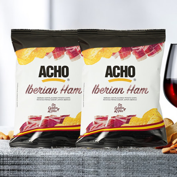 ACHO薯片西班牙进口休闲零食膨化伊比利亚火腿薯片70g*2搭配红酒啤酒