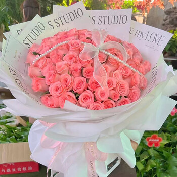 礼物送女生送女友老婆爱人朋友全国花店速配送花上门 99朵粉玫瑰花束