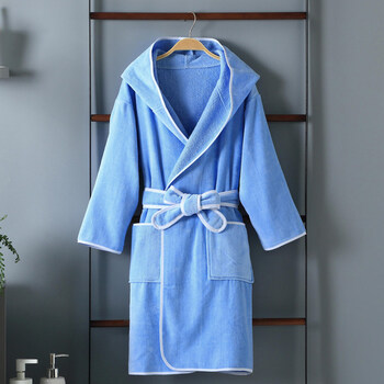 游泳浴巾男女童宝宝夏季薄款大童浴衣儿童款天蓝色xl建议身高140155cm