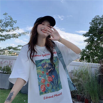 夏季韩版ins宽松慵懒白色短袖t恤女原宿风学生显瘦百搭上衣潮 白色  s