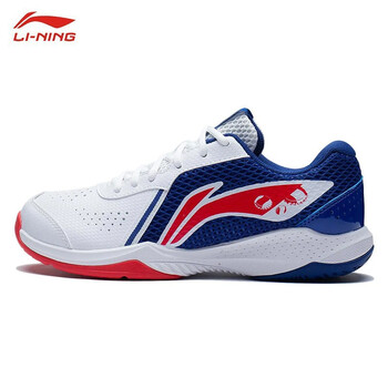李宁(li-ning)羽毛球鞋男款耐磨训练鞋ayts020-4标准白/矿蓝色40/7.