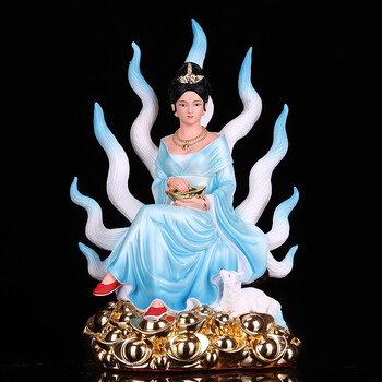 2022新品白狐神像九尾狐仙娘娘神像红胡仙灵保平安家用供奉佛像摆件招