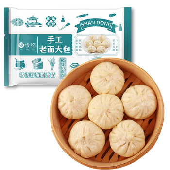 悦味纪 手工山东老面大包600g（猪肉豆角粉条馅）6只 早餐包子速食