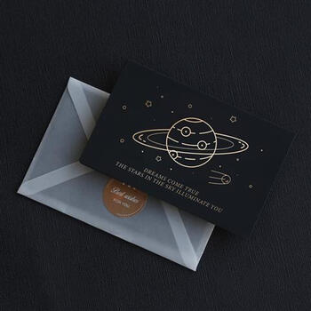 创意手工diy烫金贺卡商务邀请函生日祝福黑色小卡片感谢留言卡y温妤