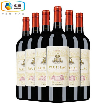 中粮名庄荟法国波尔多进口红酒波亚克2007年干红葡萄酒整箱750ml6支装
